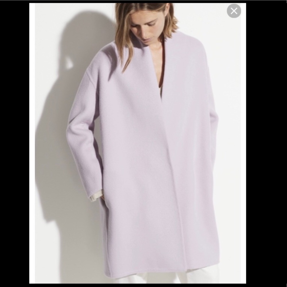 Vince Collarless Wool Blend Coat